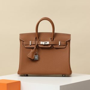 【 In stock 】 BIRKIN25 CK37 gold brown/logo leather/PHW