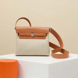 【 Special Order 】Herbag20   8L cement gray/light coffee color/saddle leather/canvas/PHW