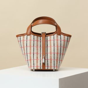 【 Special Order 】Picotin18  CK37 Gold Brown/Black Brown Pink Grid/Swift Leather/Canvas/PHW