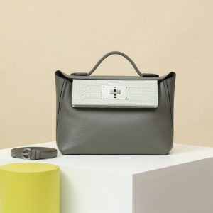 【 Special Order 】Kelly2424MINI   0L Rainy Cloud Grey/OW Crystal Grey/Evercolor/Swift/Misty American Crocodile/PHW(Squeezing Mouth)