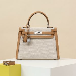 【 Special Order 】 Kelly25  OM Milk Tea Color/Canvas/Swift Leather/PHW