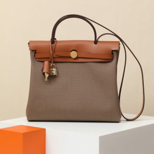 【 Special Order 】Herbag31   CK18 Elephant Grey/Medium Coffee/Gold/Canvas/Saddle Leather/PHG