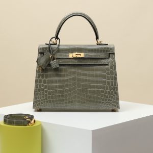 【 Special Order 】 Kelly25  81Turtledove Grey/Bright Faced Nile Crocodile/PHG (Press Two Points)