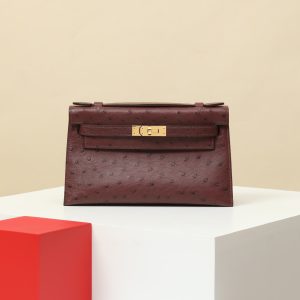 【 Special Order 】 KellyMini1 OG Saddle Red/Ostrich Skin/PHG