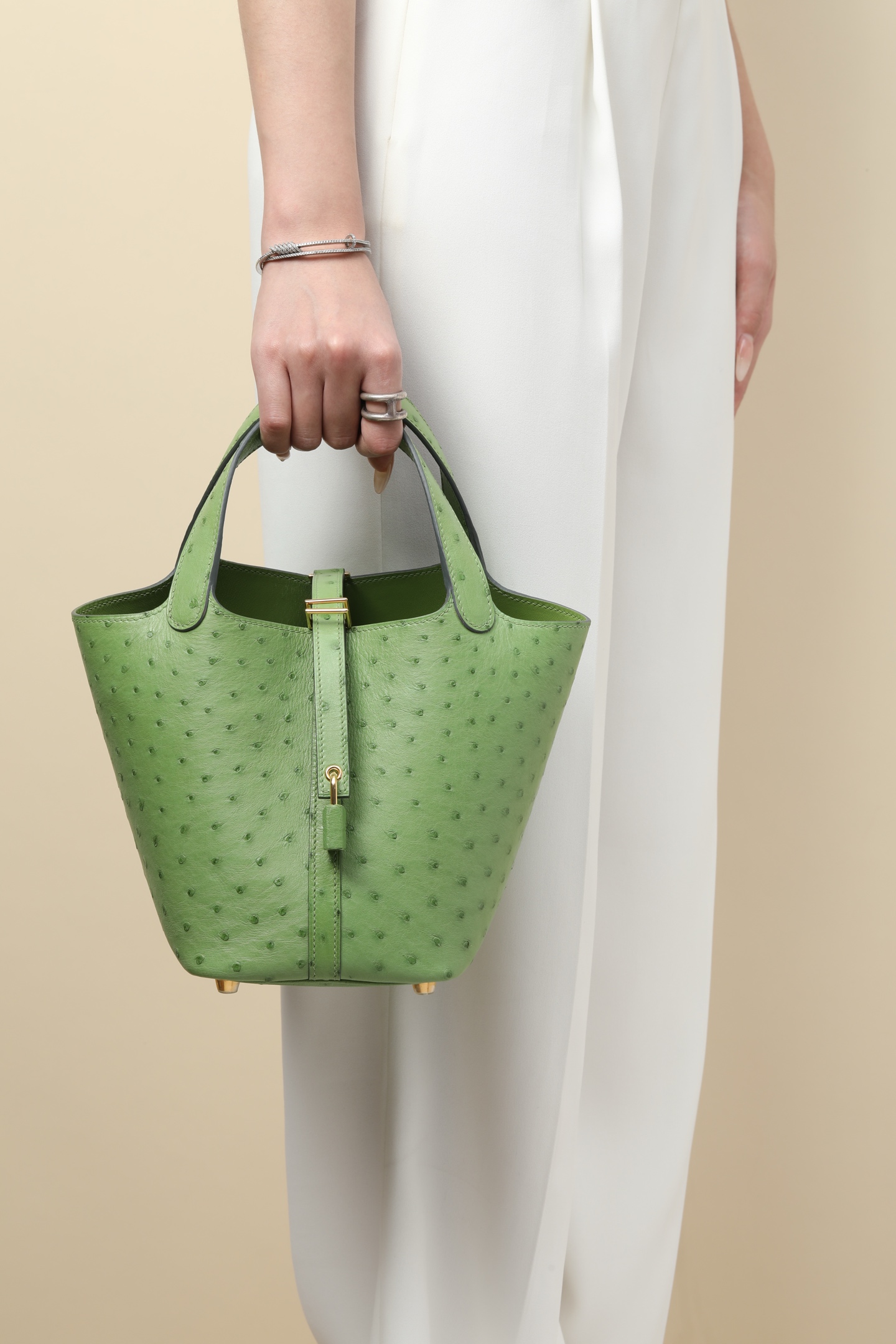 【 Special Order 】Picotin18 3I avocado green/ostrich skin/PHW - 图片 10