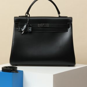 【 In stock 】 Kelly35  CK89 black/gun buckle/glossy Box leather