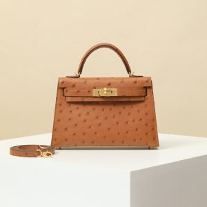 【 Special Order 】 KellyMini2  CK37 Gold Brown/Ostrich Skin/PHG