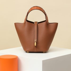 【 Special Order 】Picotin18   CK37 Golden Brown/TC Leather/Misty American Crocodile/PHG (Squeezing Mouth)