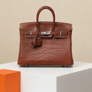 【special order】 BIRKIN25 Saddle Brown/Misty American Crocodile/PHW (Squeezing Mouth)