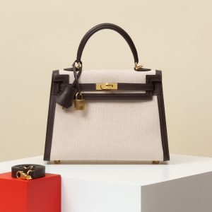 【 Special Order 】 Kelly25  44 Mocha color/Canvas/Swift Leather/PHG