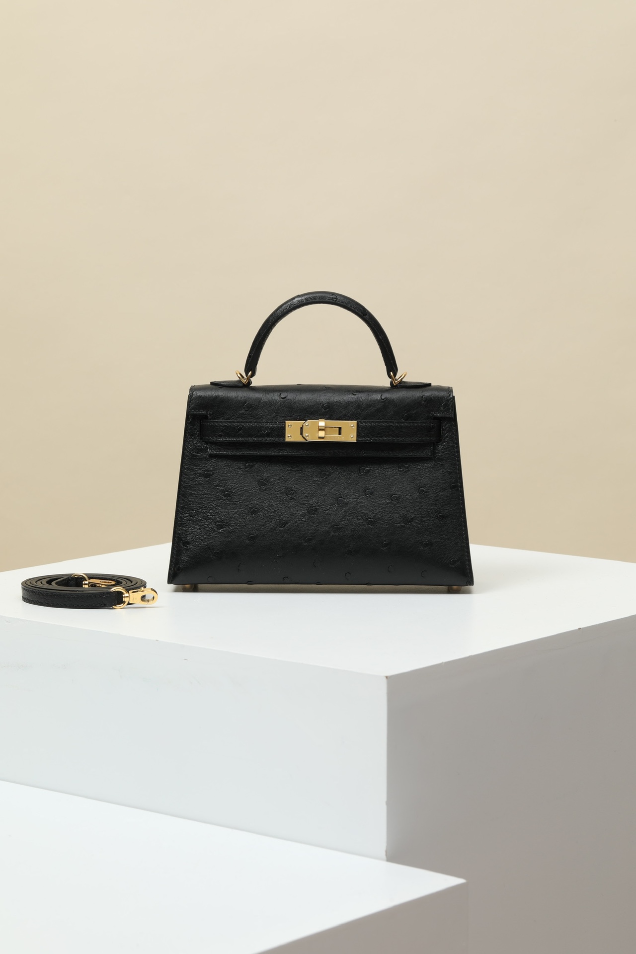 【 Special Order 】 KellyMini2 CK89 Black/Ostrich Skin/PHG