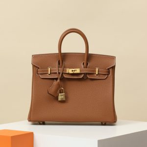 【In Stock】 BIRKIN25 CK37 gold brown/logo leather/PHG