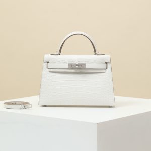 【 Special Order 】 KellyMini2   I2 Cream White/Misty American Crocodile/PHW (pressed square mouth)