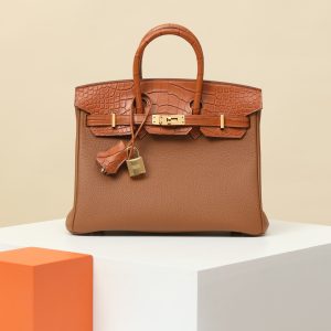 【special order】BIRKIN25 CK37 Gold Brown/Togo Skin/Misty American Crocodile/PHG (Squeezing Mouth)