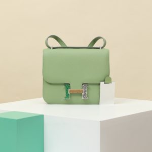 【 Special Order 】Constance19   3I avocado green/tricolor buckle/Epsom leather/shiny American crocodile (pressed square mouth)