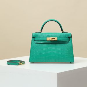 【 Special Order 】 KellyMini2   06 Emperor Green/Misty American Crocodile/PHG (pressed square mouth)