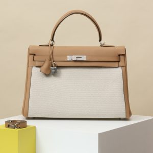 【 Special Order 】 Kelly35 OM Milk Tea Color/Swift Leather/Canvas/PHW