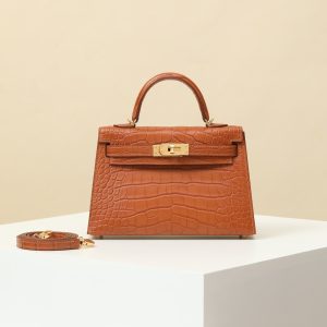【 Special Order 】 KellyMini2   CK37 Gold Brown/Misty American Crocodile/PHG (pressed square mouth)