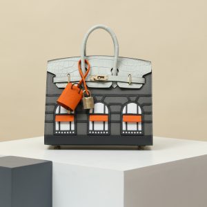 【 Special Order 】 BIRKIN20 0V Crystal Grey/0L Rainy Cloud Grey/H0 Haze Grey/01 White/CK93 Classic Orange/Light Gold Button/Madame/Sombrero/Swift/Misty American Crocodile (Pressing Square Mouth)