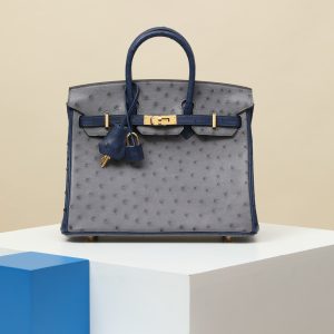 【special order】 BIRKIN25 82 Agate Grey/77 Iris Blue/Ostrich Skin/PHG(pressed horse hoof print)