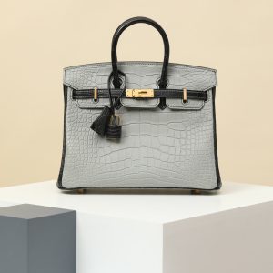 【special order】 BIRKIN25  80 Pearl Grey/CK89 Black/Misty American Crocodile/PHG (Squeezing Mouth)