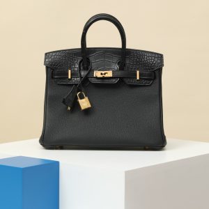 【special order】 BIRKIN25 CK89 Black/Tago Skin/Misty American Crocodile/PHG (Squeezing Mouth)