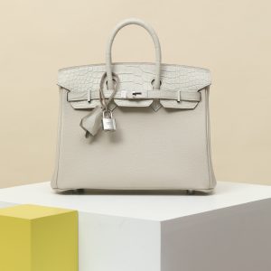 【special order】BIRKIN25 8L Glacier White/Togo Skin/Misty American Crocodile /PHW(Squeezing Mouth)