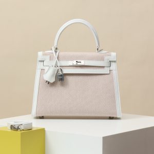 【 Special Order 】 Kelly25  01 Pure White/Canvas/Swift Leather/PHW