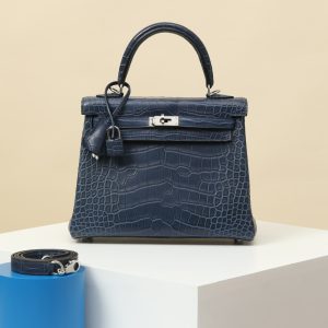 【 Special Order 】 Kelly25  7L Maltese Blue/Misty American Crocodile/PHW (Squeezing Mouth)