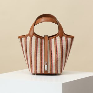 【 Special Order 】Picotin18  CK37 Gold Brown/Black Brown Pink Stripe/Swift Leather/Canvas/PHW