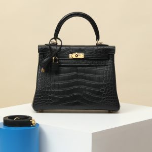 【 Special Order 】 Kelly25 CK89 Black/Misty American Crocodile/PHG (Squeezing Mouth)