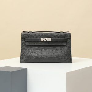 【 Special Order 】 KellyMini1  88 graphite gray/PHW/Misty faced American crocodile (pressed square mouth)