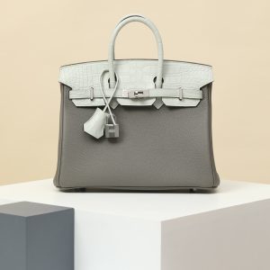 【special order】BK25 OL Rainy Cloud Grey/0V Crystal Grey/Togo Leather/Misty American Crocodile (Pressure Square Mouth)