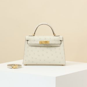 【 Special Order 】 KellyMini2  8L Glacier White/Ostrich Skin/PHG
