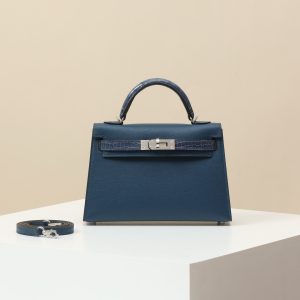 【 Special Order 】 KellyMini2   S4 Deep Blue/08 Royal Blue/Madame Leather/Bright American Crocodile/PHW (Squeezing Mouth)