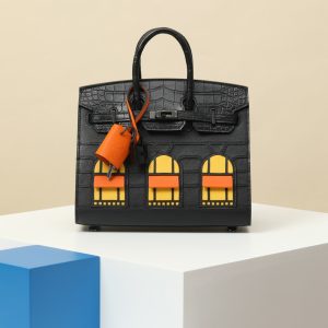 【special order】 BIRKIN20 CK89 Black/9D Amber/CK93 Classic Orange/Gun Buckle/Damame Leather/Sobrero Leather/Swift Leather/Misty American Crocodile (Squeezing Mouth)