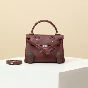 【 Special Order 】Kelly doll     55 Hermes Red/41 Havana Brown/SWIFT Leather/PHW