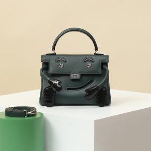 【 Special Order 】Kelly doll   60 pine and cypress green/CK89 black/crocodile skin/SWIFT leather/PHW (pressed square mouth)