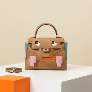 【 Special Order 】Kelly doll    OM milk tea color/7N candy blue/X9 mallow purple/9J flame orange/Epsom leather/PHW